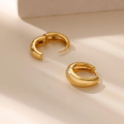 Chunky Gold Huggie Hoops: Waterproof Stainless Steel Earrings