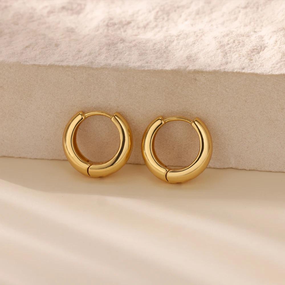 Chunky Gold Huggie Hoops: Waterproof Stainless Steel Earrings