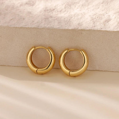 Chunky Gold Huggie Hoops: Waterproof Stainless Steel Earrings