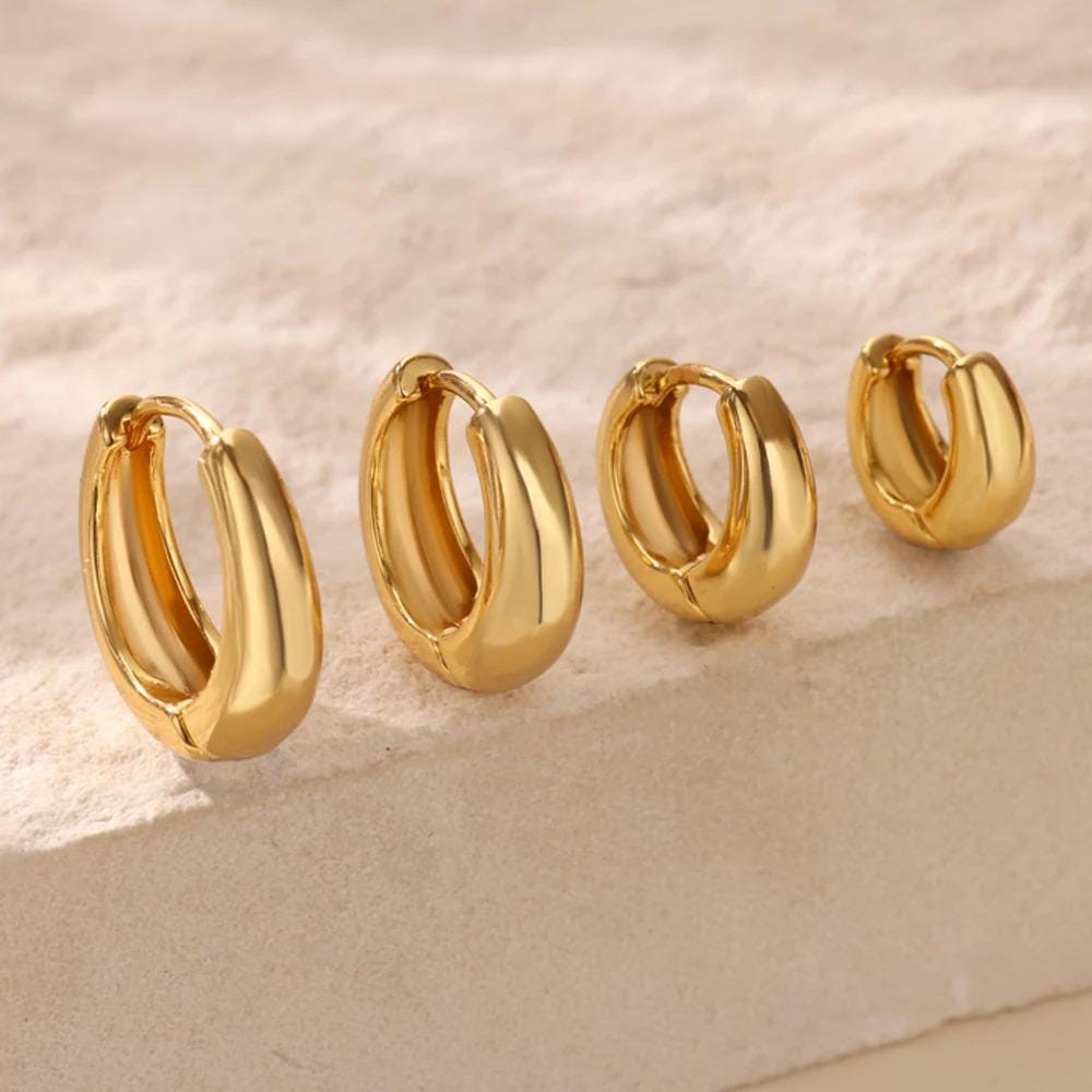 Chunky Gold Huggie Hoops: Waterproof Stainless Steel Earrings