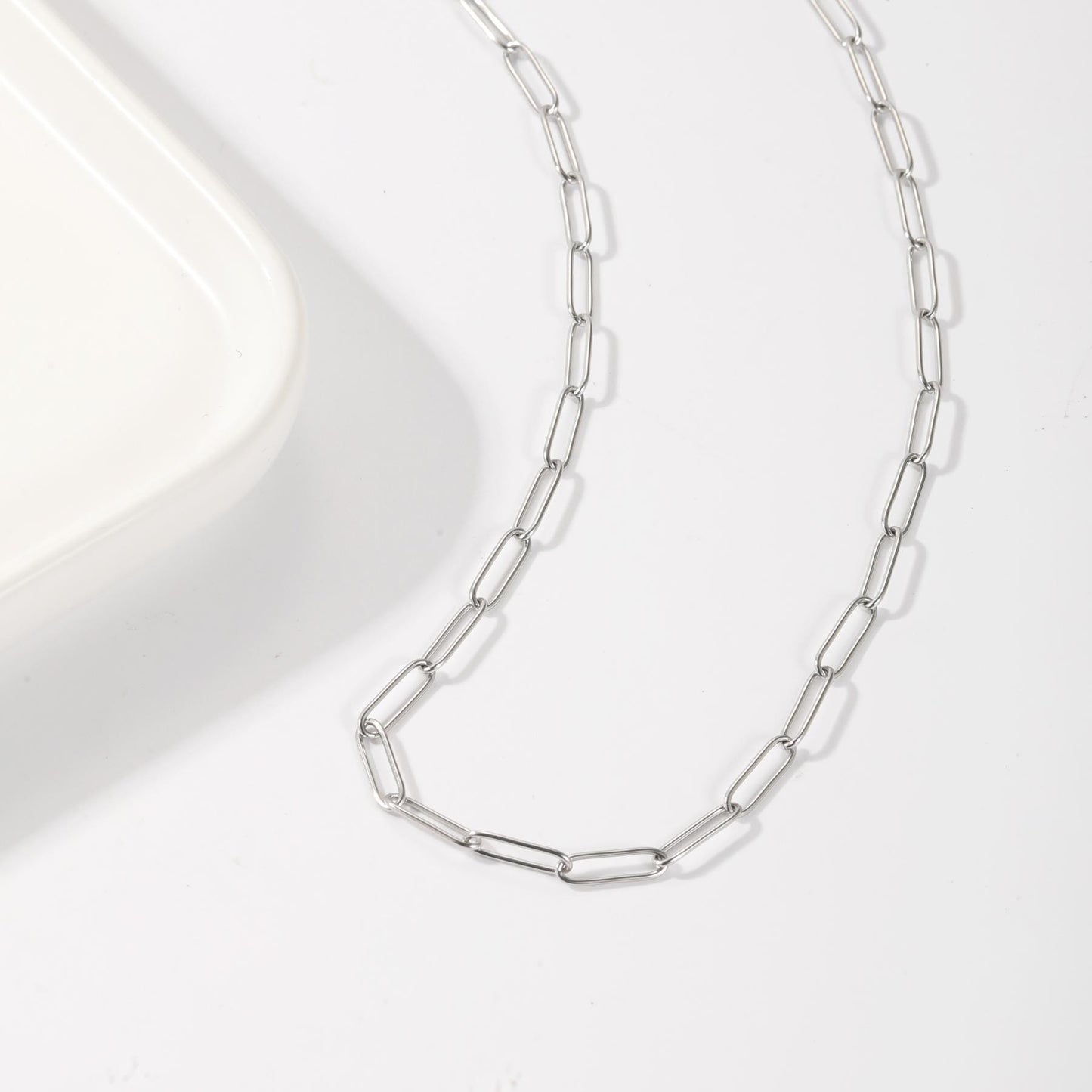 Waterproof Paperclip Chain Necklace: 18K Gold Plated Stainless Steel