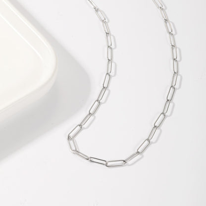 Waterproof Paperclip Chain Necklace: 18K Gold Plated Stainless Steel