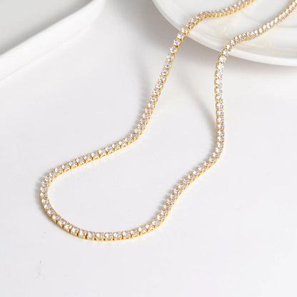 Iced Out CZ Tennis Chain Necklace: Stackable Waterproof Jewelry