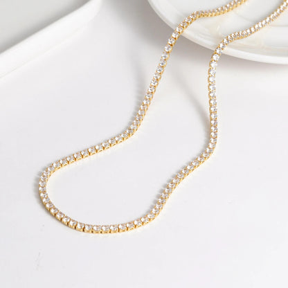 Iced Out CZ Tennis Chain Necklace: Stackable Waterproof Jewelry