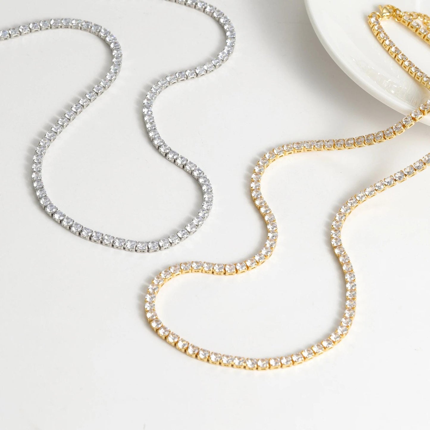 Iced Out CZ Tennis Chain Necklace: Stackable Waterproof Jewelry
