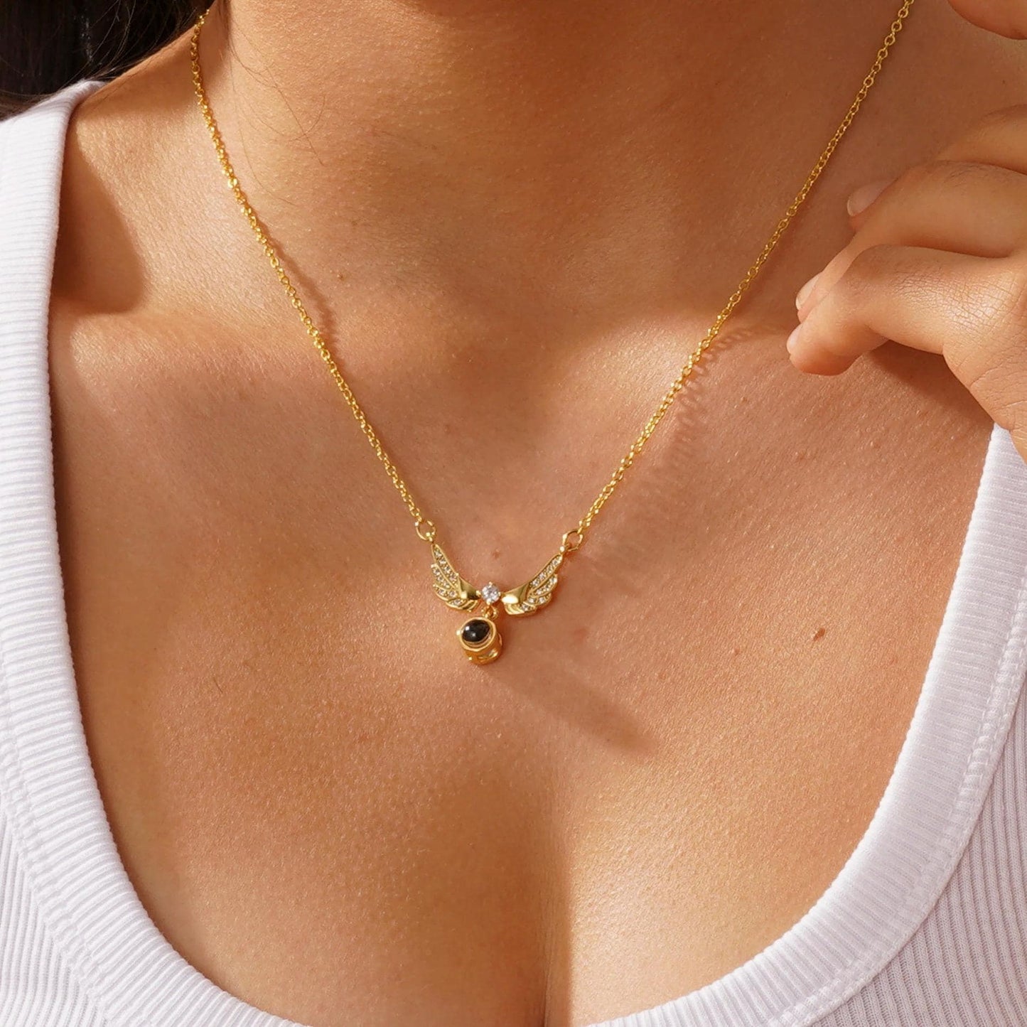 Photo Projection Necklace: Sterling Silver Memorial Locket