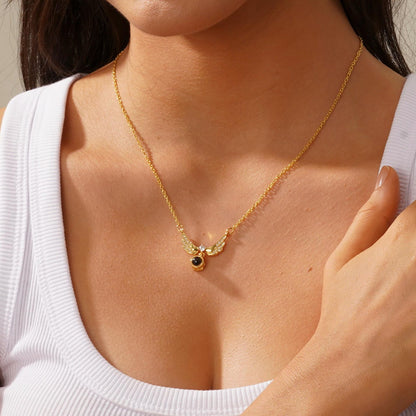 Angel Wing Photo Projection Necklace: Sterling Silver Memorial Locket