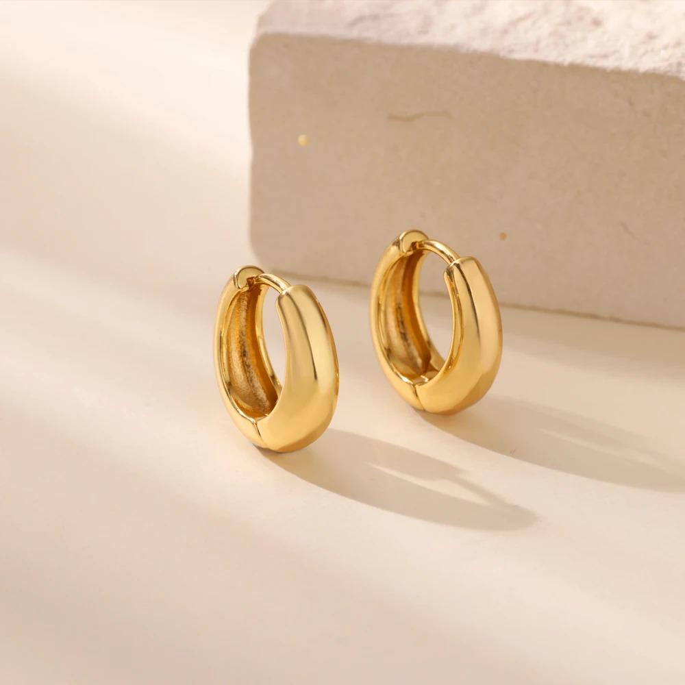 Chunky Gold Huggie Hoops: Waterproof Stainless Steel Earrings