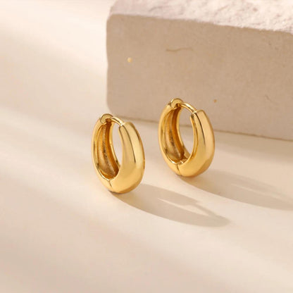 Chunky Gold Huggie Hoops: Waterproof Stainless Steel Earrings