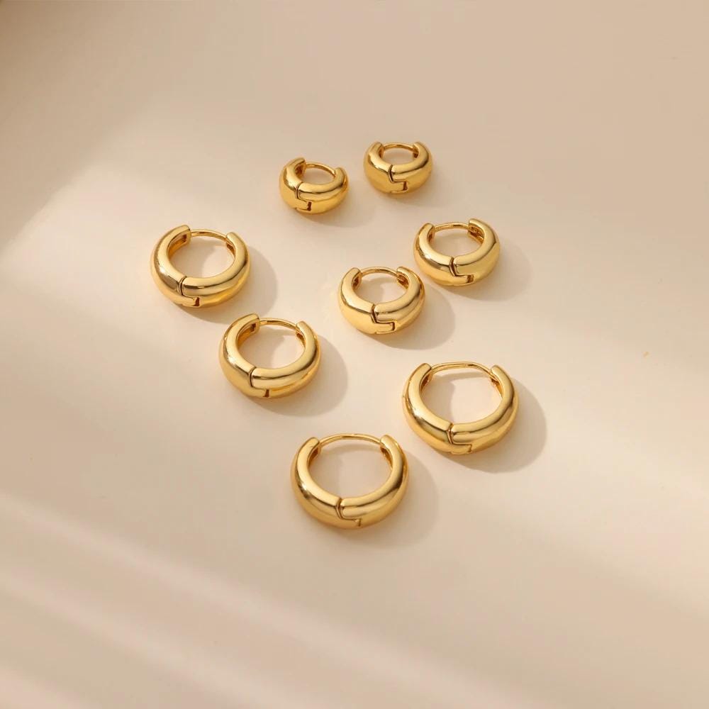 Chunky Gold Huggie Hoops: Waterproof Stainless Steel Earrings