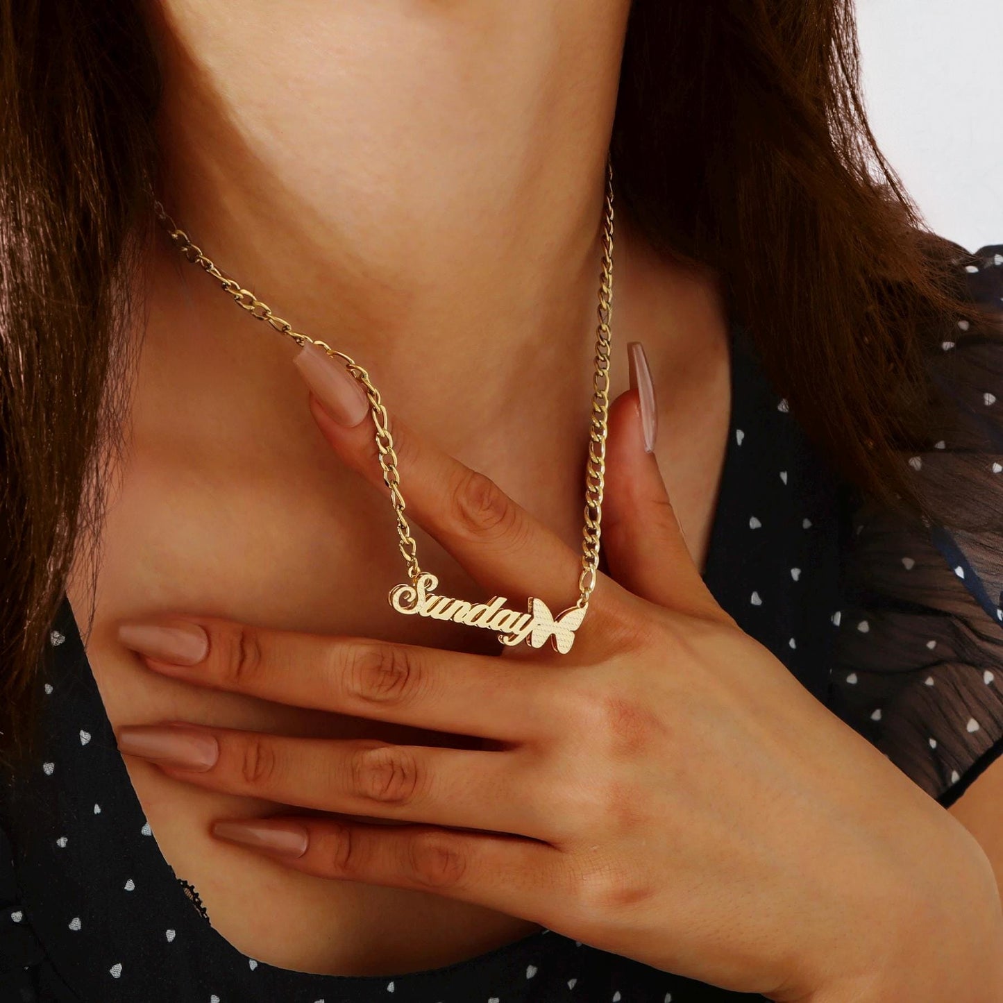 Butterfly Name Pendant: Double Plated Personalized Necklace