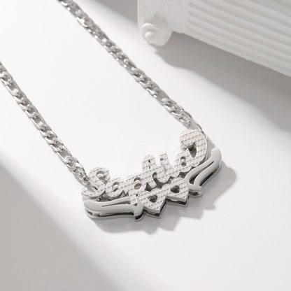 Double Plated Name Necklace: Personalized Two-Tone Jewelry, Waterproof and Non Tarnish