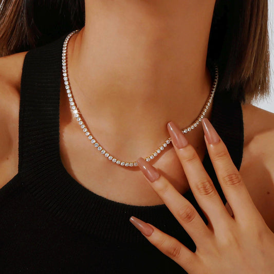 Iced Out CZ Tennis Chain Necklace: Stackable Waterproof Jewelry