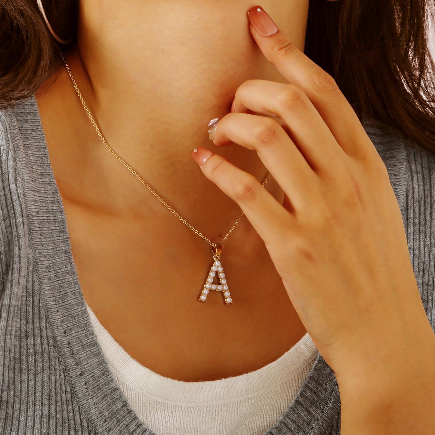 Pearl Initial Necklace: Gold Letter Pendant, Personalized Jewelry