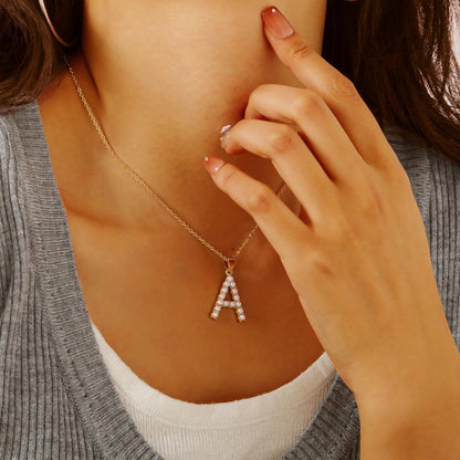 Pearl Initial Necklace: Gold Letter Pendant, Personalized Jewelry