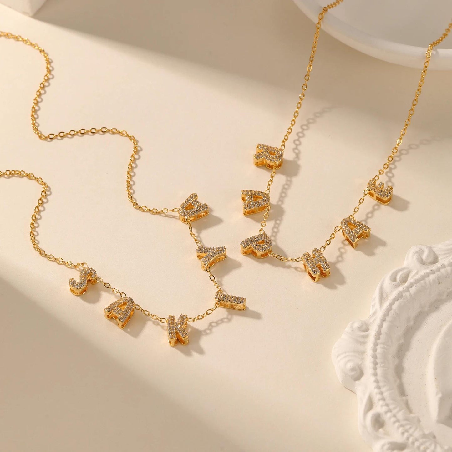Custom Bubble Name Necklace: Gold Plated Personalized Jewelry