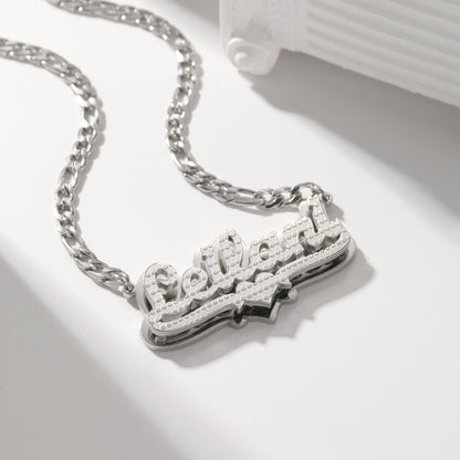 Custom Name Necklace: Textured Nameplate, Double Plated, Waterproof Jewelry