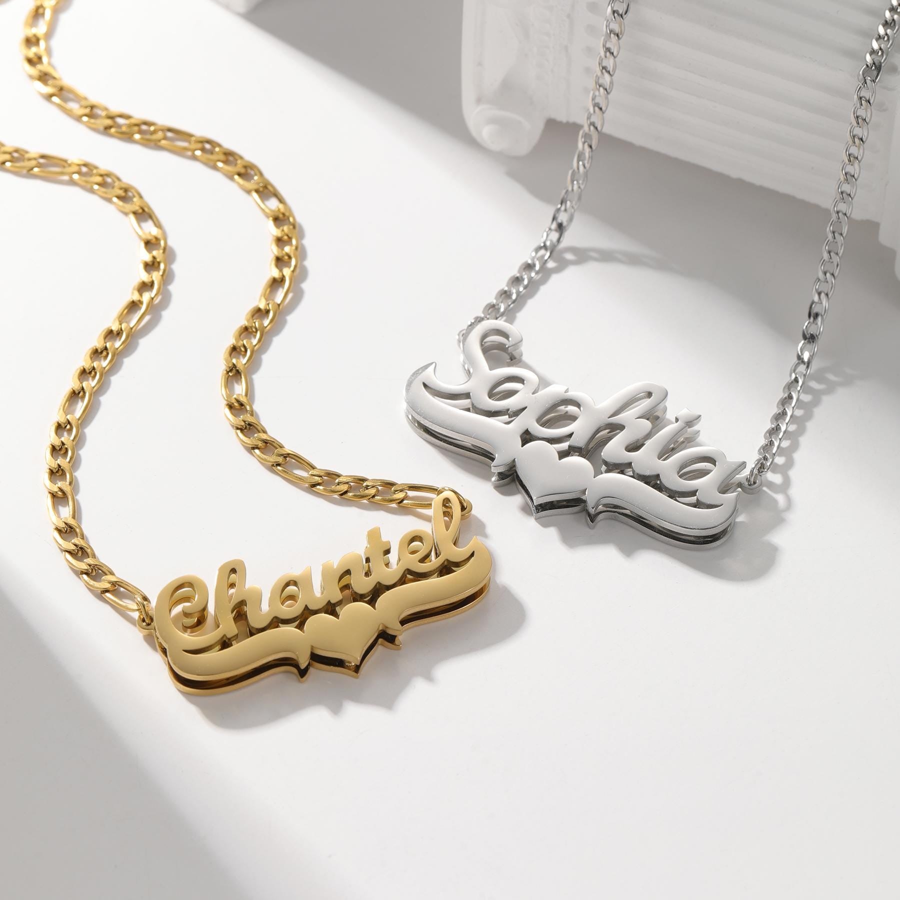 Custom Double Plated Name Necklace: 18K Gold Personalized Jewelry
