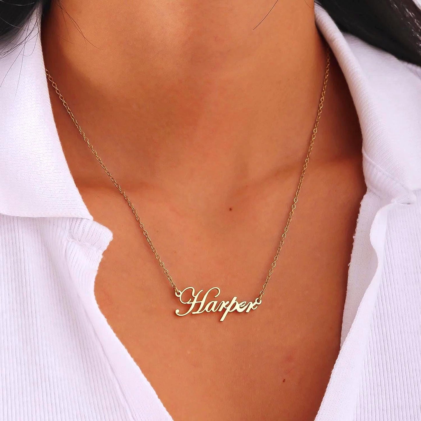 18K Gold Plated Custom Name Necklace: Personalized Waterproof Jewelry