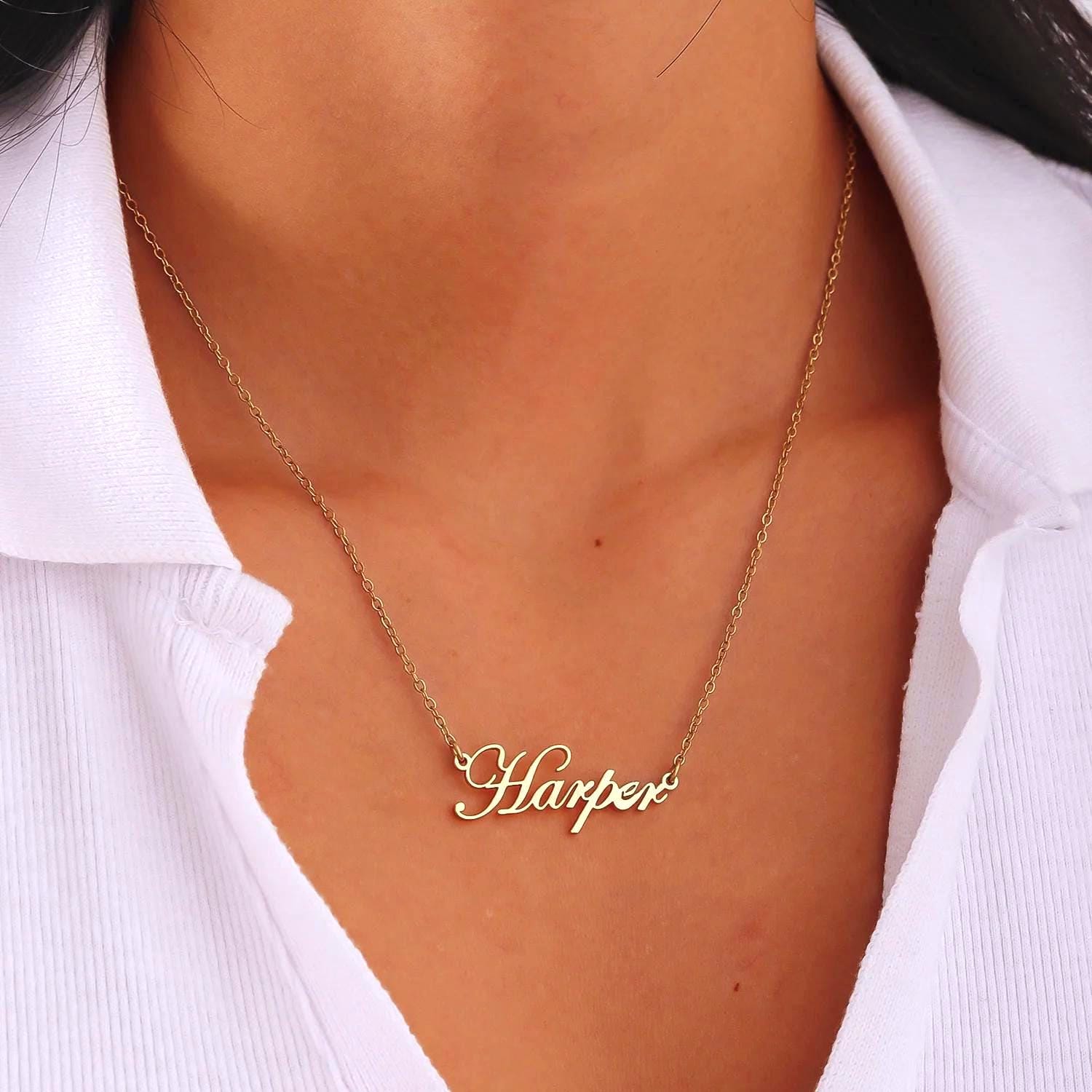 18K Gold Plated Custom Name Necklace: Personalized Waterproof Jewelry