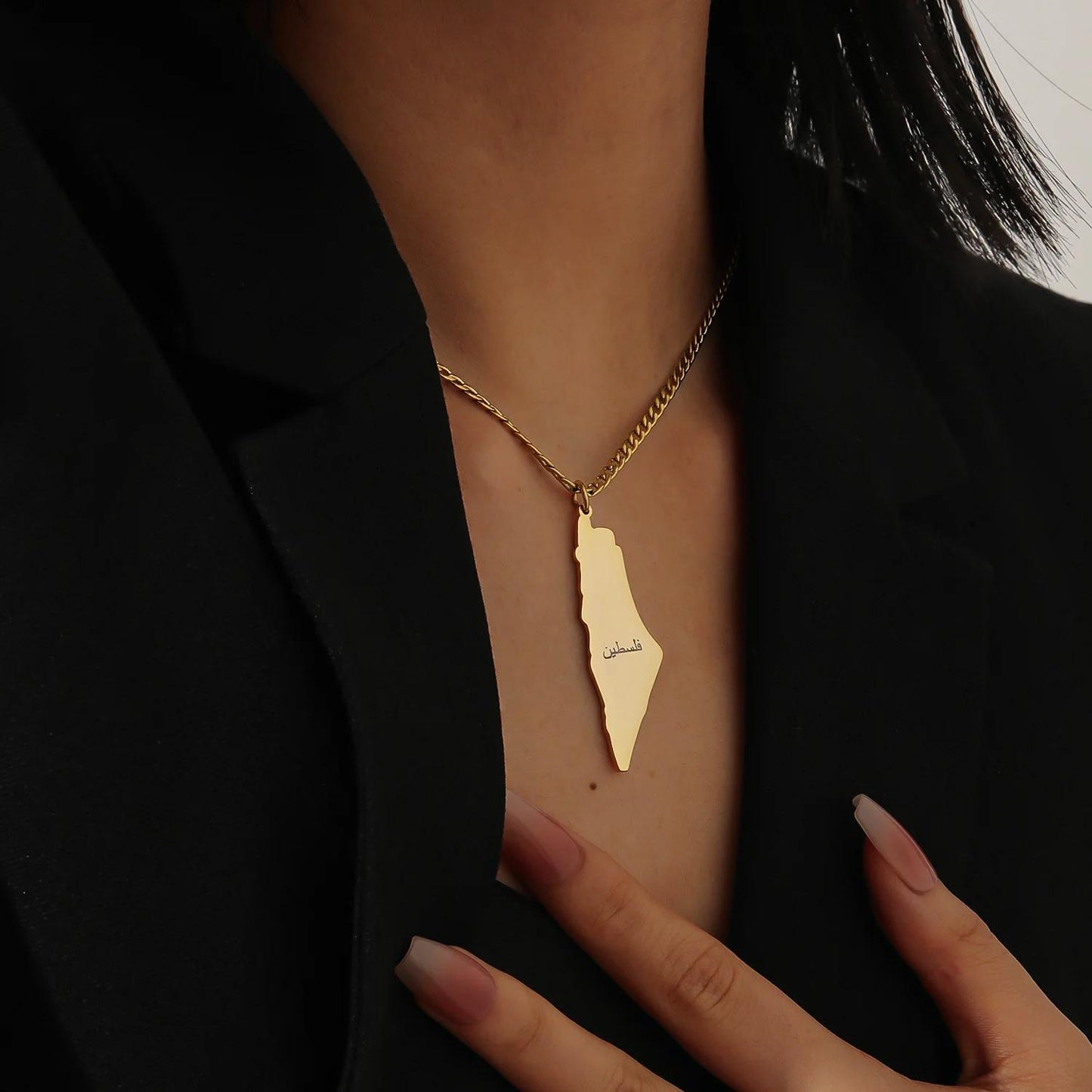 Palestinian Map Necklace: Arabic Calligraphy, Heritage Jewelry