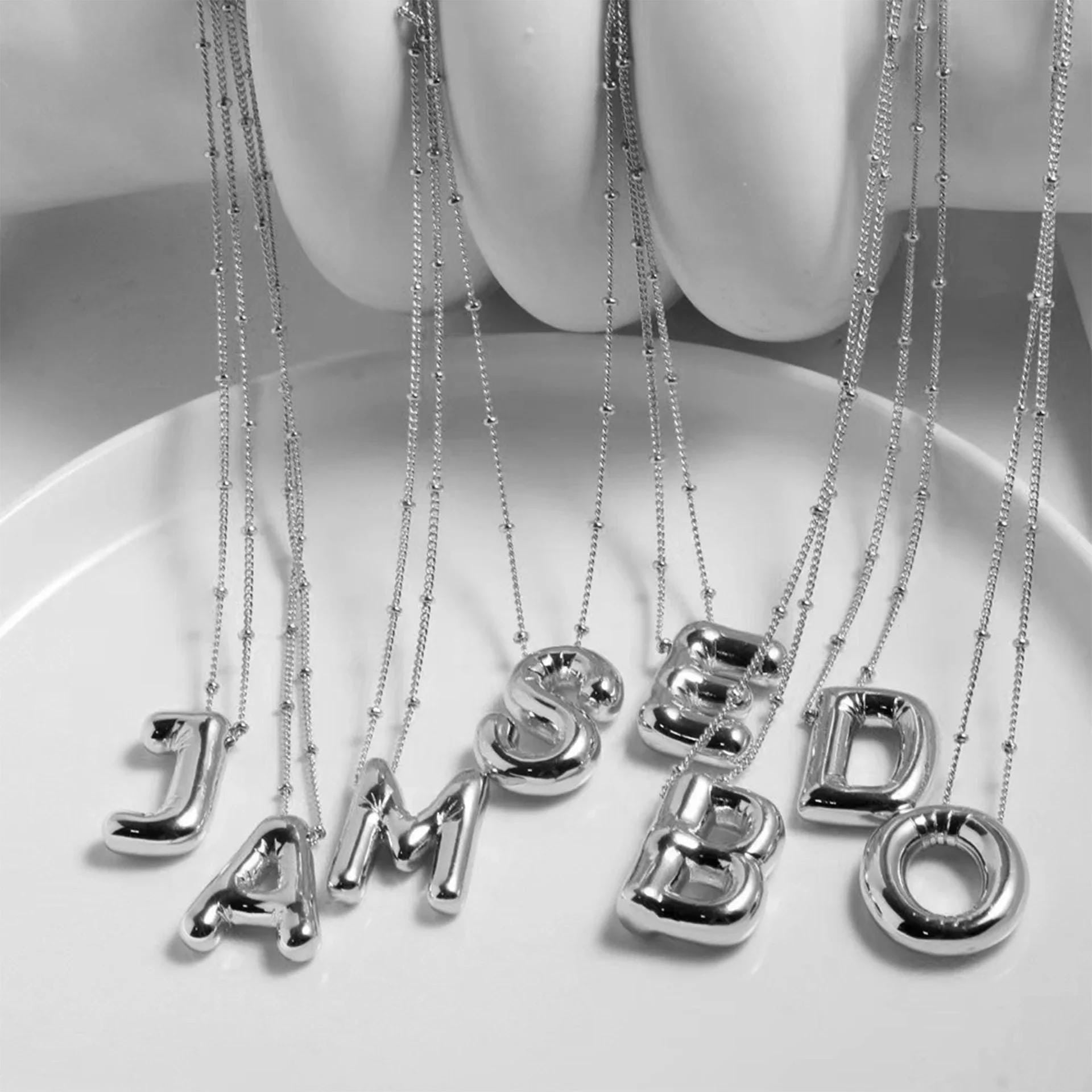 Chunky Bubble Letter Necklace: 18K Gold Plated Initial Pendant
