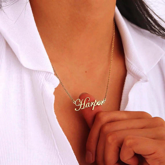 18K Gold Plated Custom Name Necklace: Personalized Waterproof Jewelry