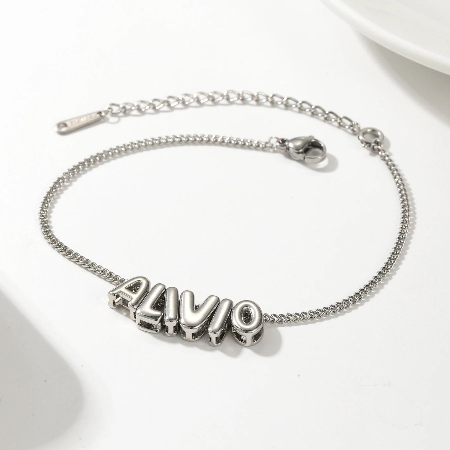 Custom Bubble Letter Bracelet: Personalized 3D Charm Jewelry
