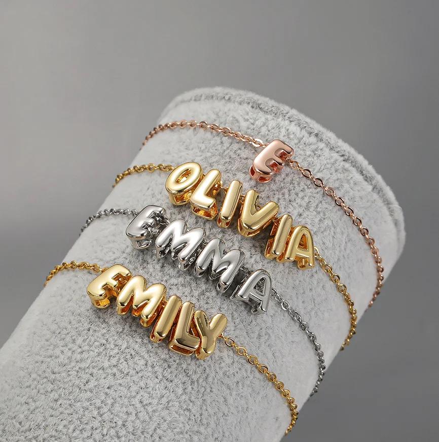 Personalized Name Bracelet: Bubble Letter Jewelry, Tarnish Free Stainless Steel