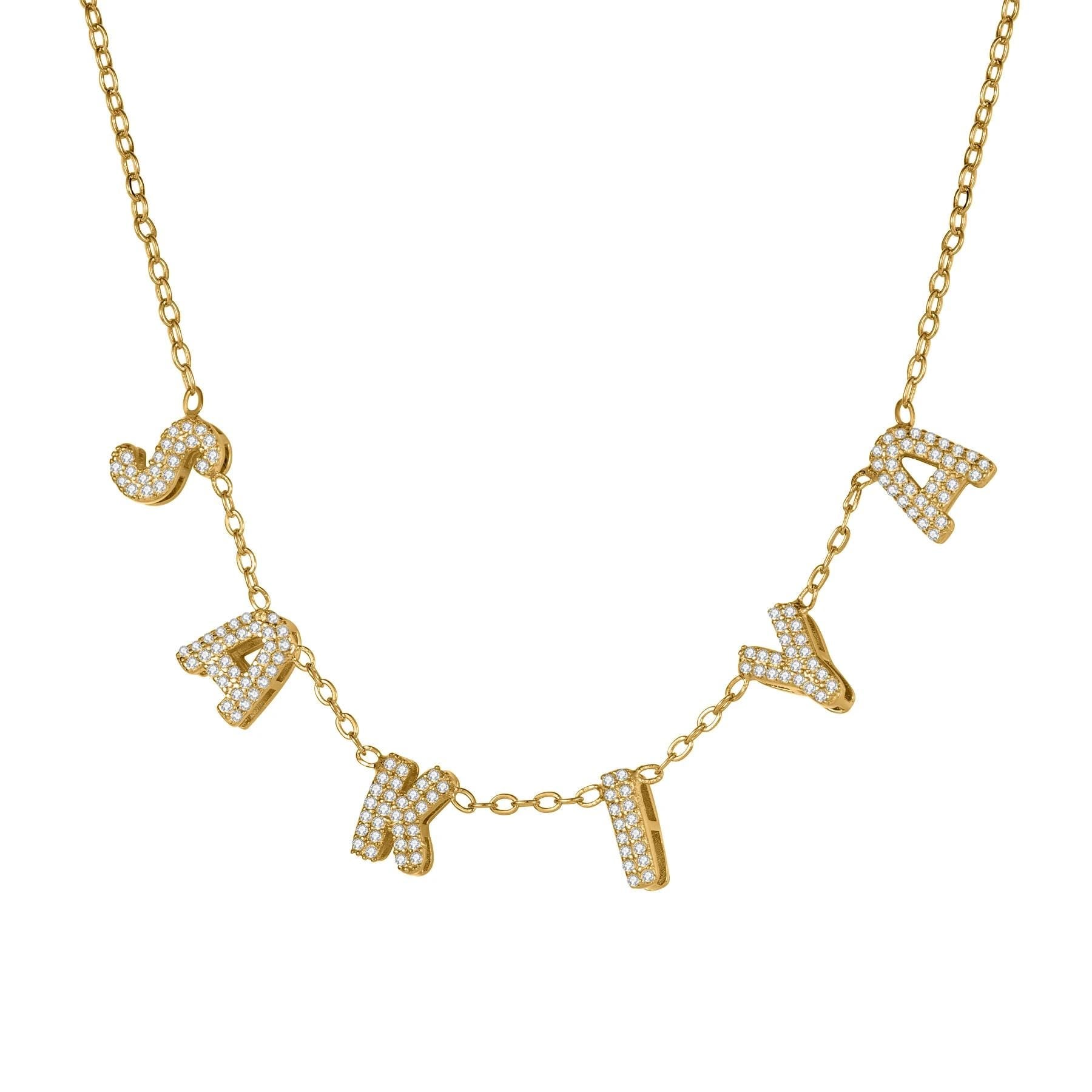 Custom Bubble Name Necklace: Gold Plated Personalized Jewelry
