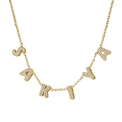 Custom Bubble Name Necklace: Gold Plated Personalized Jewelry