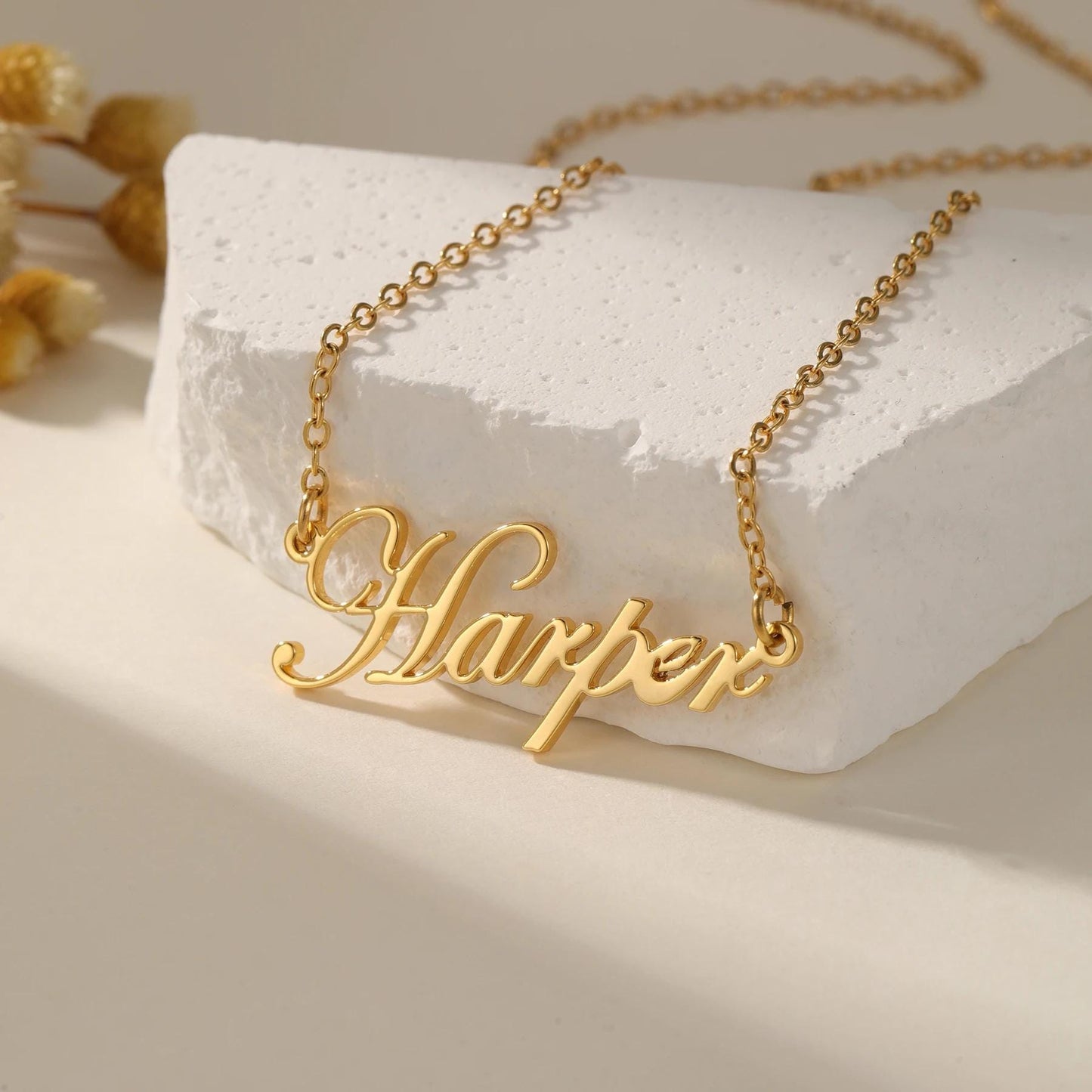 18K Gold Plated Custom Name Necklace: Personalized Waterproof Jewelry