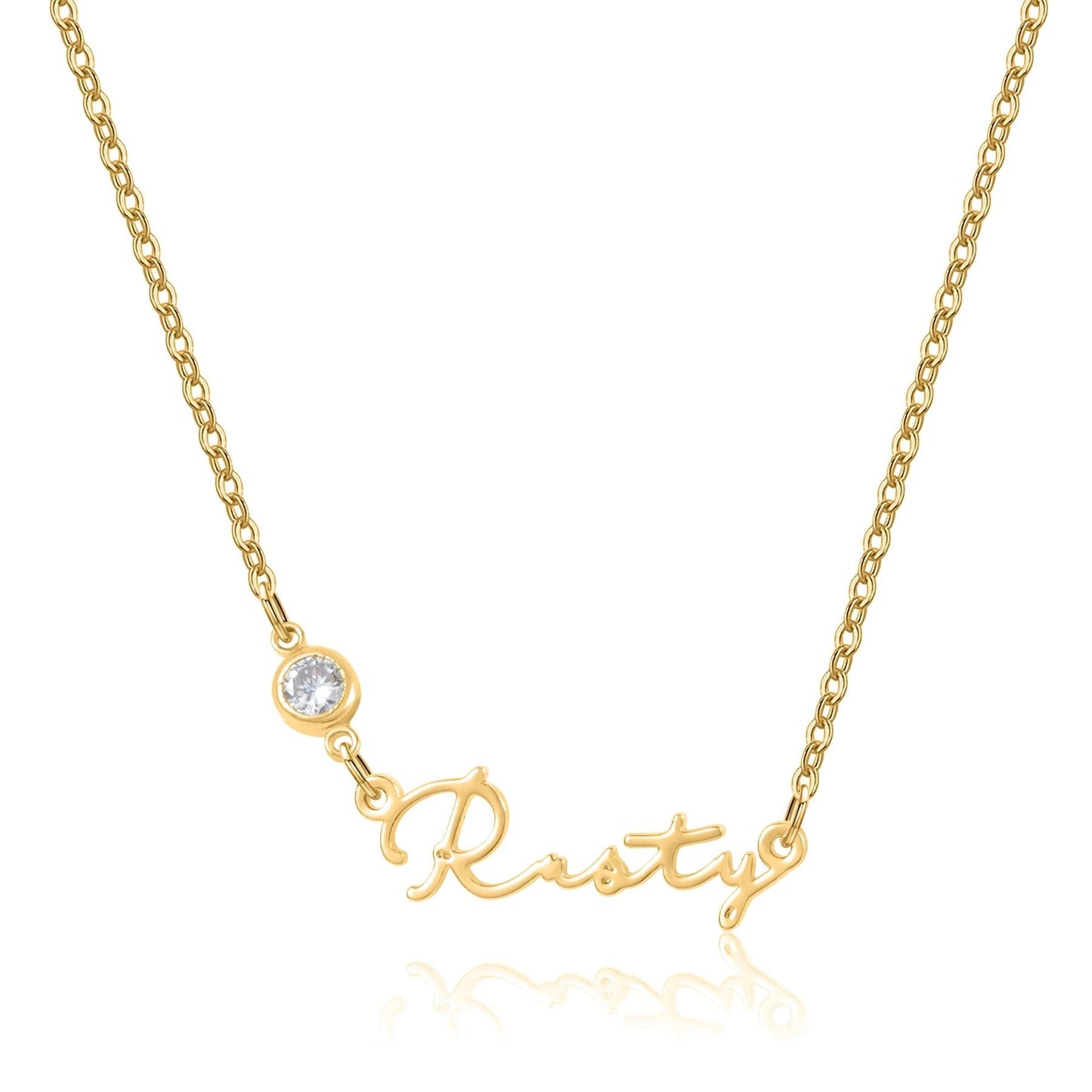 Personalized Birthstone Name Necklace: 18K Gold Waterproof Jewelry