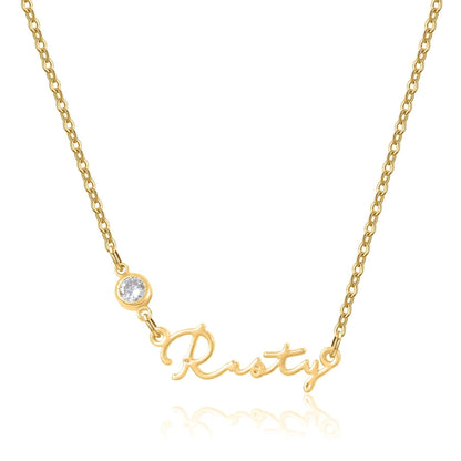 Personalized Birthstone Name Necklace: 18K Gold Waterproof Jewelry