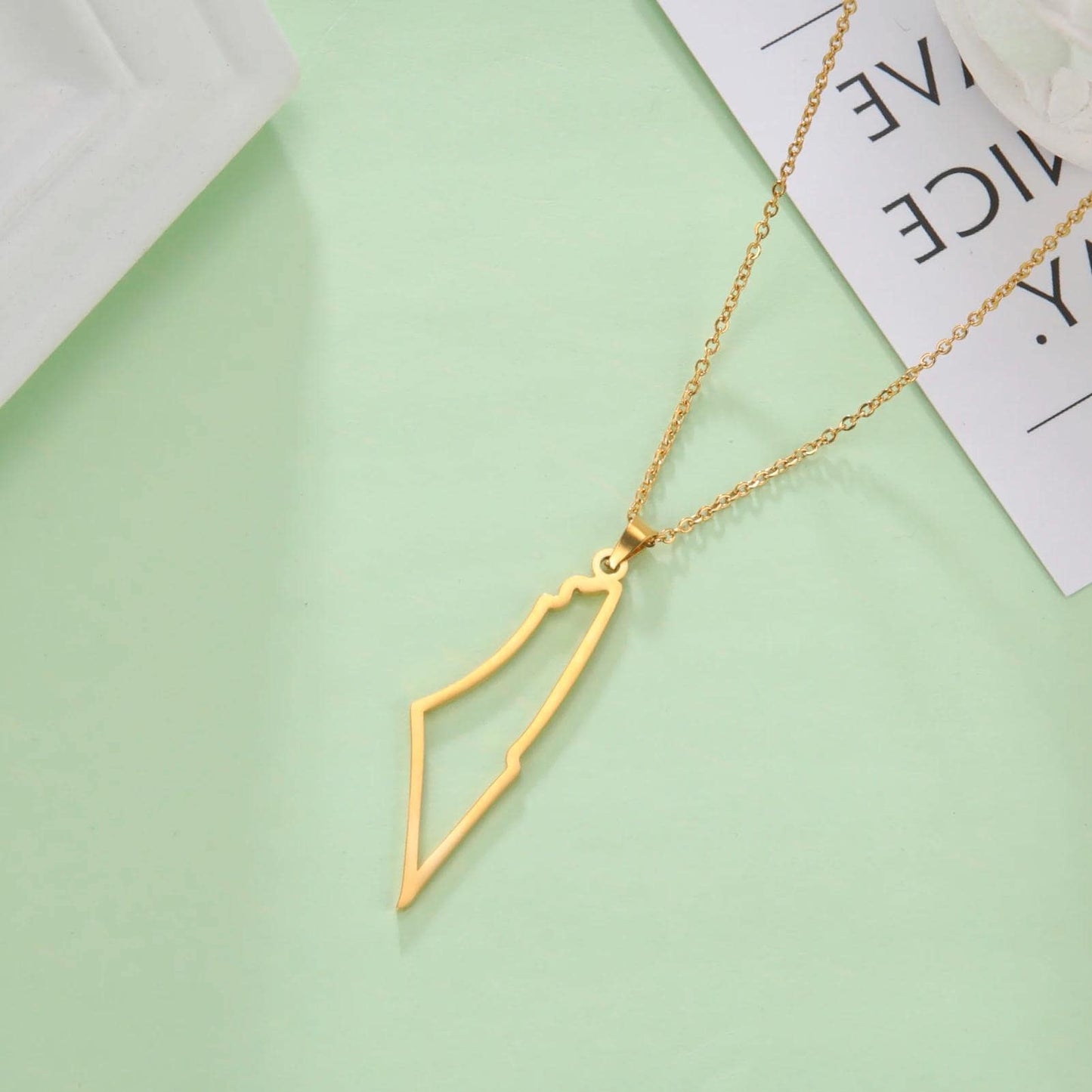 Palestinian Map Necklace: Stainless Steel, Heritage Jewelry
