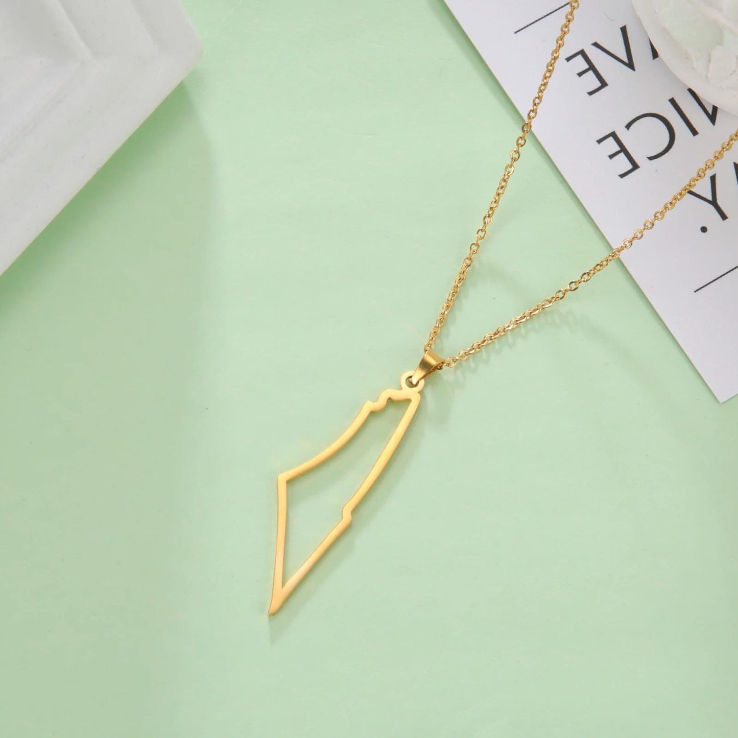 Hollow Palestine Map Necklace: Waterproof Stainless Steel Jewelry for Women and Men