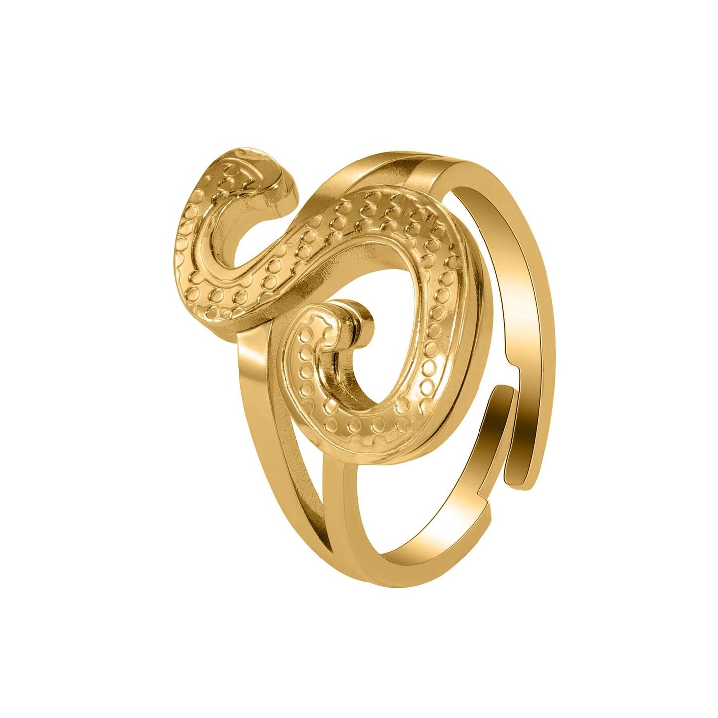 Initial Ring: Vintage Style Ring, Adjustable Stainless Steel Jewelry, Waterproof