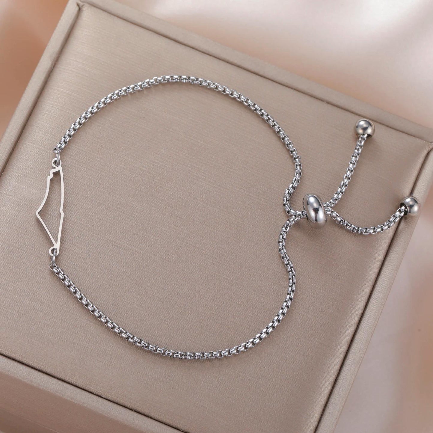 Palestine Map Bracelet: Adjustable Bracelet, Meaningful Gift, Silver or Gold