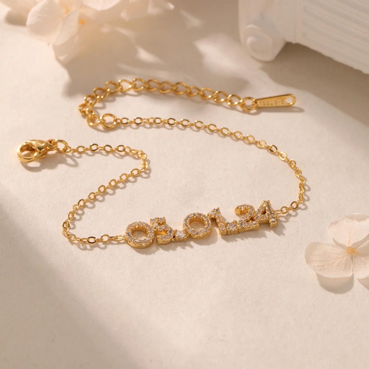 Custom Bracelet: Date Bracelet with Cubic Zirconia Accents
