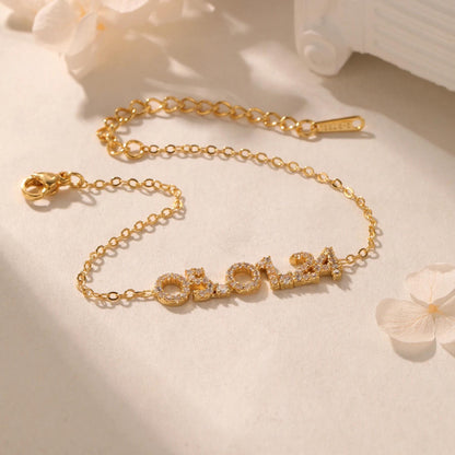 Custom Bracelet: Date Bracelet with Cubic Zirconia Accents