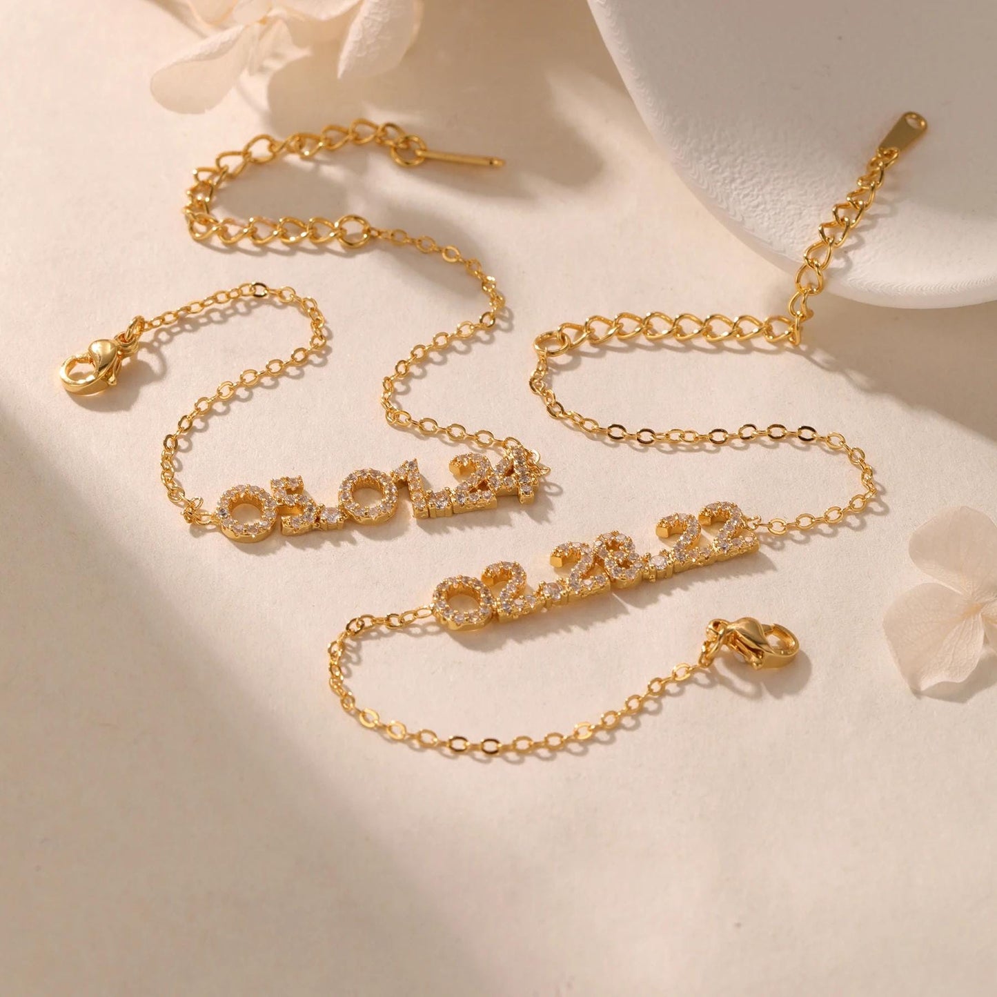 Custom Bracelet: Date Bracelet with Cubic Zirconia Accents