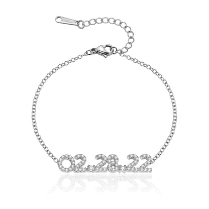 Custom Bracelet: Date Bracelet with Cubic Zirconia Accents
