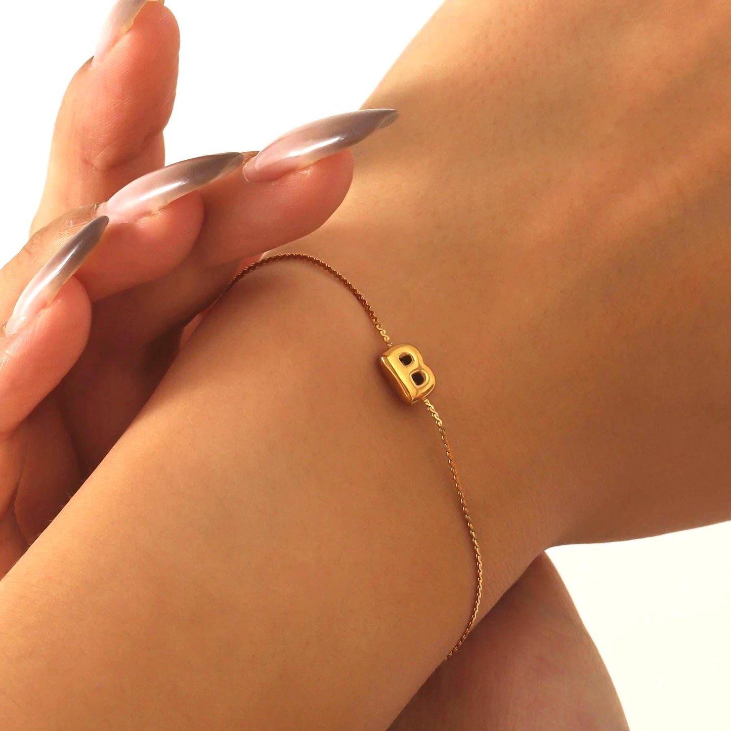 Personalized Bubble Letter Name Bracelet: Waterproof Stainless Steel