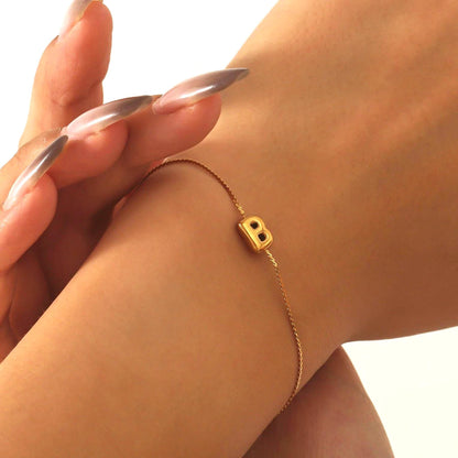 Personalized Bubble Letter Name Bracelet: Waterproof Stainless Steel