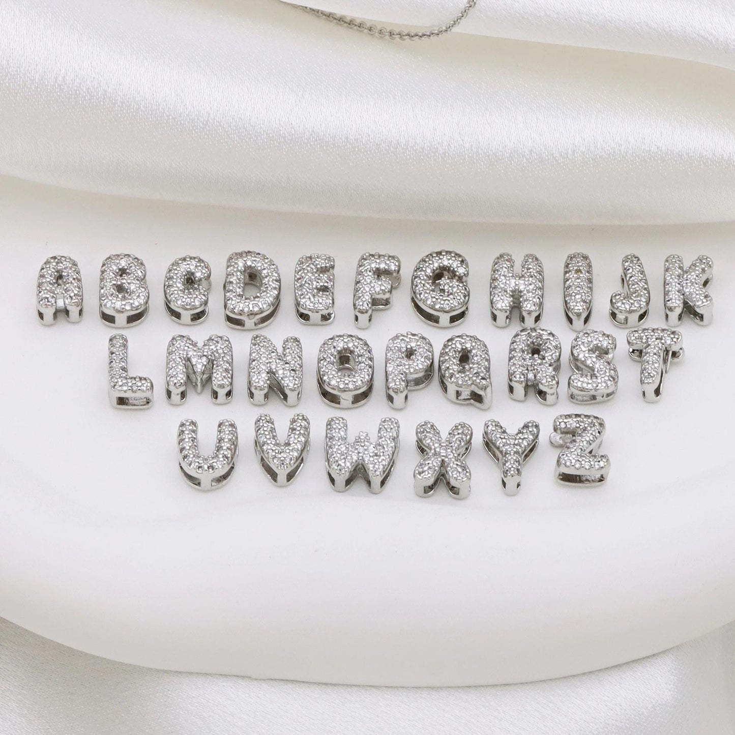 Custom Bubble Letter Name Bracelet: Gold Plated Cubic Zirconia Charm