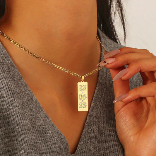 Custom Date Necklace | Birth Year Jewelry | Couples Matching Chains | Anniversary, Birthday, Milestone Gift for Him or Her | Xmas Gift Ideas