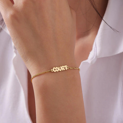Bubble Name Bracelet: Customizable Waterproof Jewelry in Gold or Silver