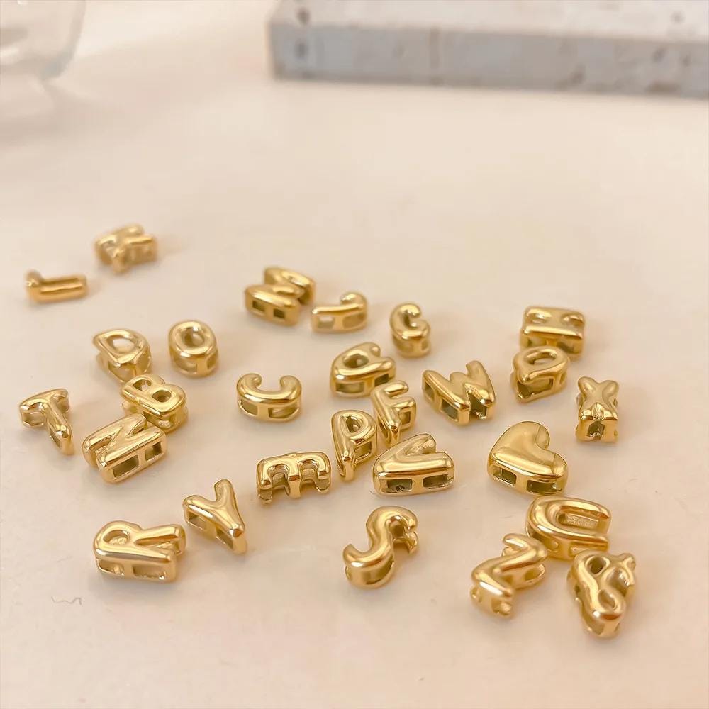 Custom Bubble Letter Bracelet: Personalized 3D Charm Jewelry