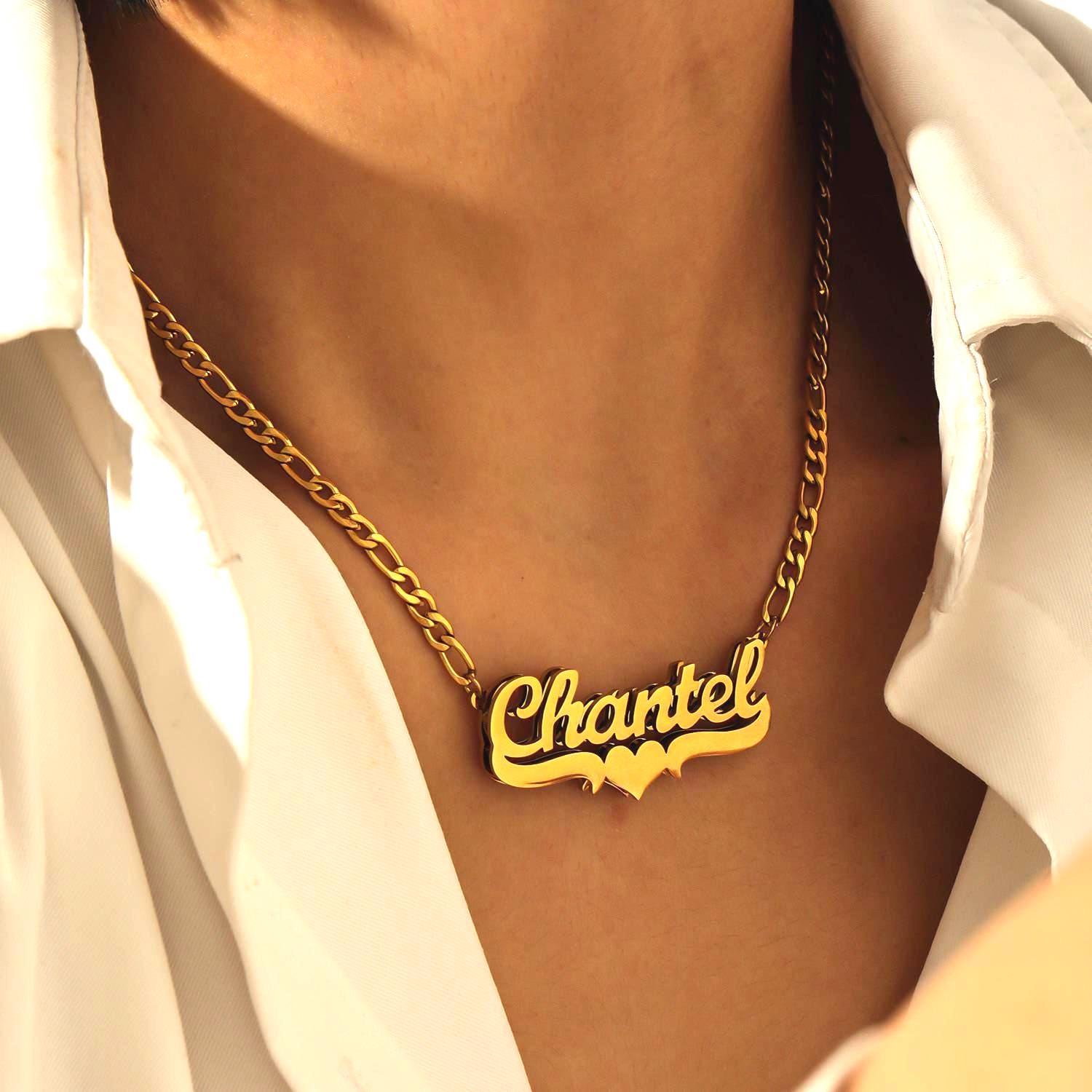 Custom Double Plated Name Necklace: 18K Gold Personalized Jewelry