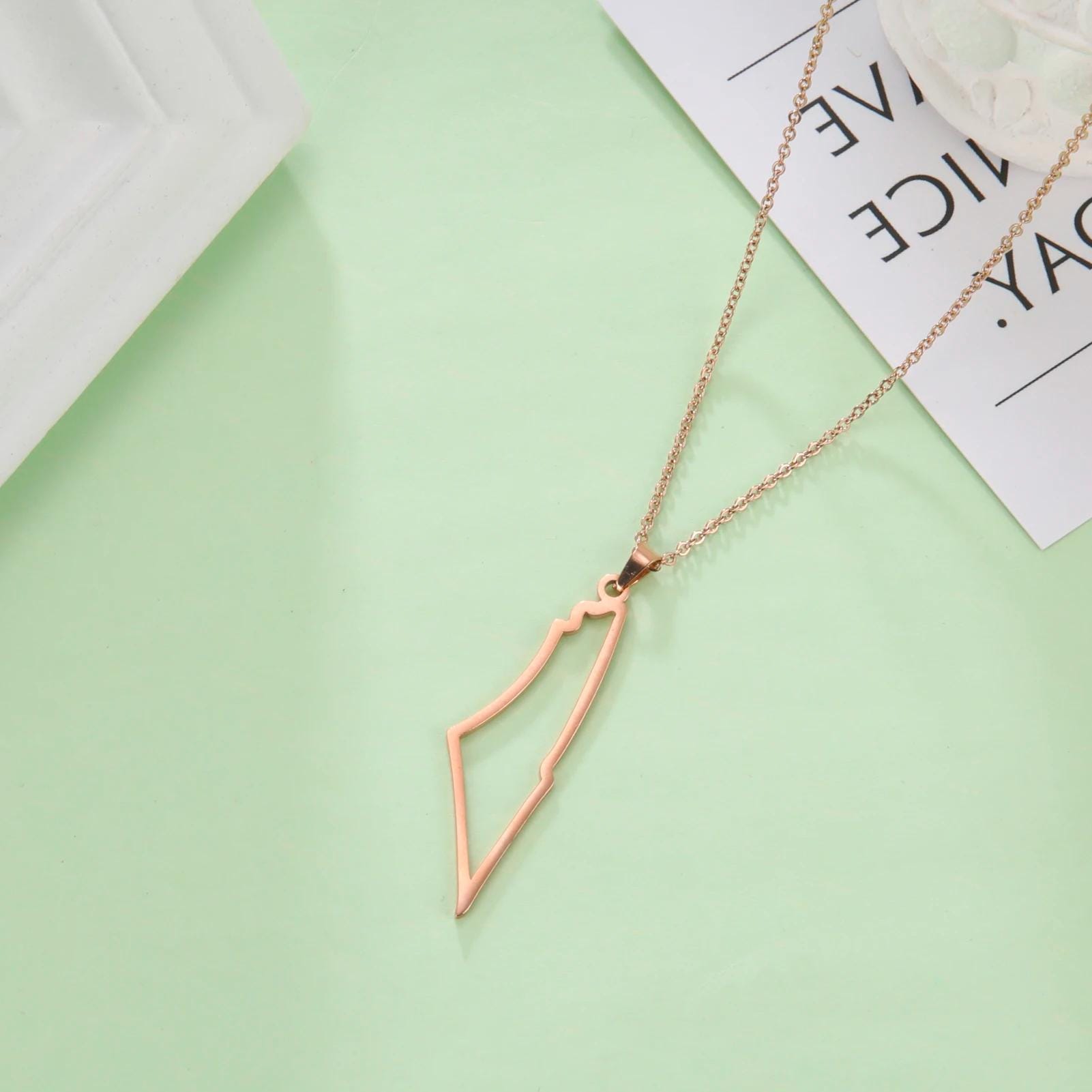Palestinian Map Necklace: Stainless Steel, Heritage Jewelry